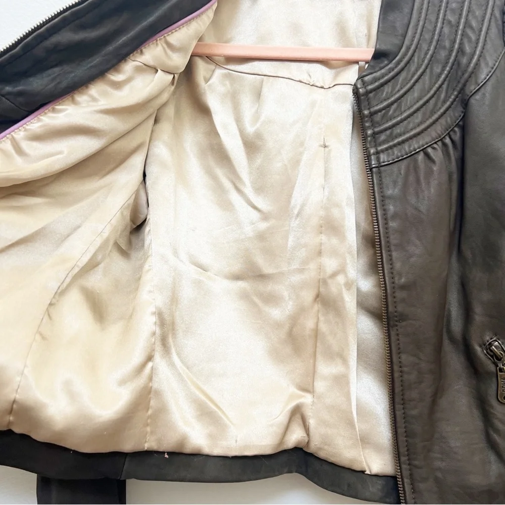 Doma Brown Leather Zipper Jacket - Picture 4 of 14